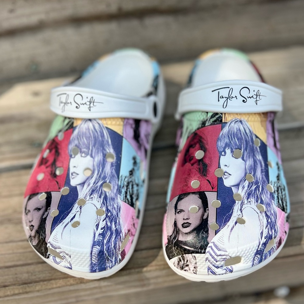 Taylor Swift Mules/Crocs Vibrant Artistic Design